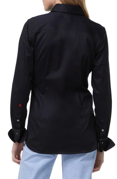 Shop Robert Graham Priscilla Stretch Cotton Button-up Shirt In Black
