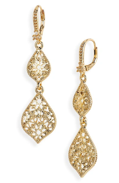 Shop Marchesa Filigree Double Drop Earrings In Gold