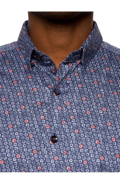 Shop Robert Graham Priestley Ring Print Cotton Button-up Shirt In Navy