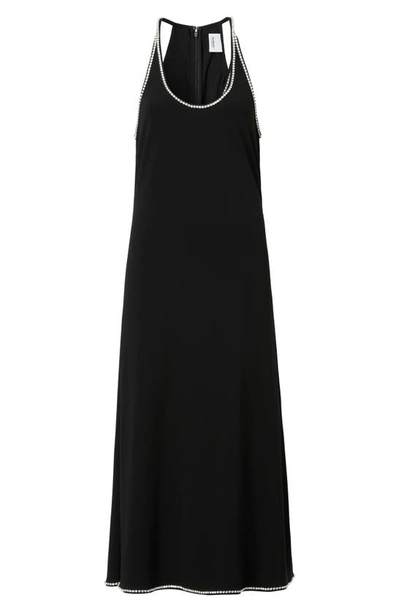 Shop Burberry Zorah Embellished Scoop Neck Midi Dress In Black