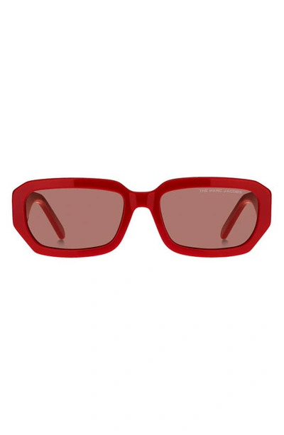 Shop Marc Jacobs 56mm Rectangular Sunglasses In Red / Burgundy