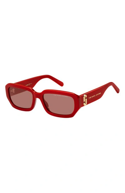 Shop Marc Jacobs 56mm Rectangular Sunglasses In Red / Burgundy
