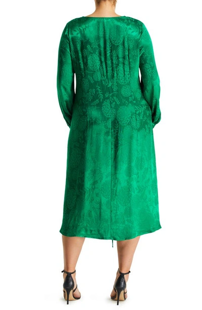 Shop Estelle Greenpoint Floral Jacquard Long Sleeve Midi Dress In Kelly Green