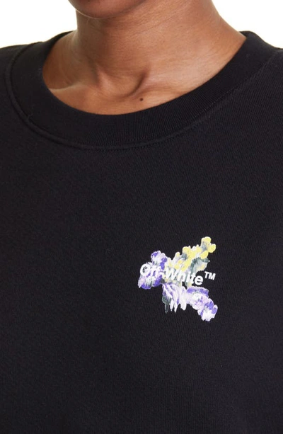Shop Off-white Flower Arrow Stretch Cotton Crewneck Graphic Sweatshirt In Black Multicol