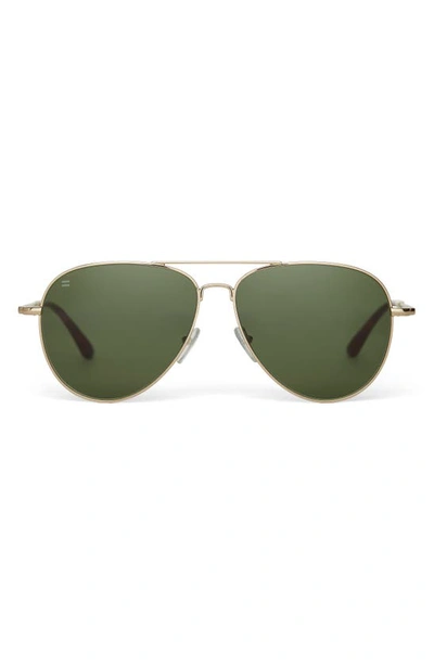 Shop Toms Hudson 60mm Aviator Sunglasses In Shiny Gold/ Bottle Green