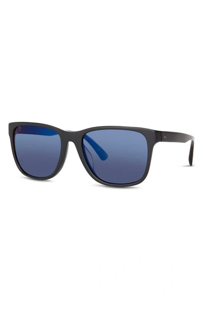 Shop Toms Austin 56mm Polarized Square Sunglasses In Matte Black/ Zeiss Blue Polar