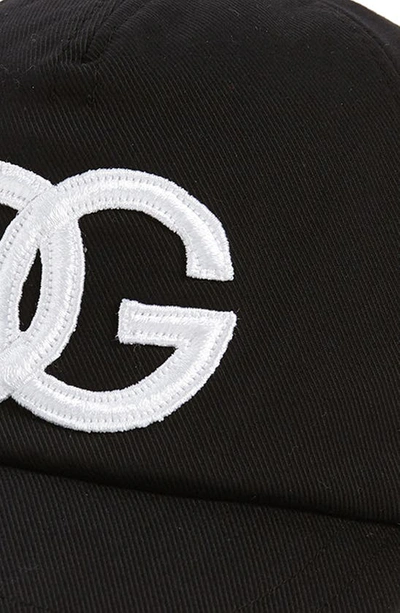 Shop Dolce & Gabbana Kids' Dg Logo Stretch Cotton Baseball Hat In N0000 Nero