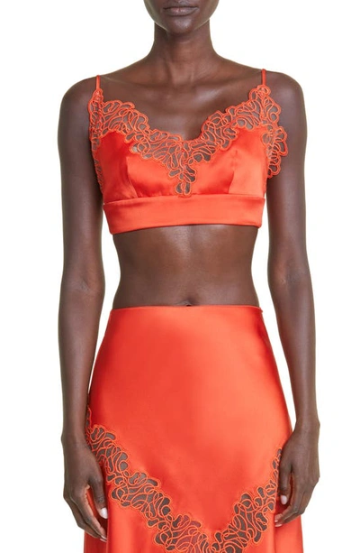 Shop Stella Mccartney Embroidered Triangle Bra Top In 6025 Scarlet Red