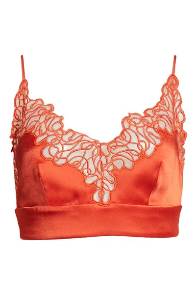 Shop Stella Mccartney Embroidered Triangle Bra Top In 6025 Scarlet Red