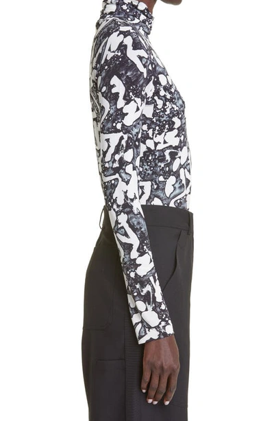 Shop Stella Mccartney X Frank Stella Swan Print Turtleneck Top In 1065 Black/ White