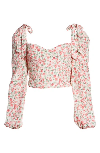 Shop Astr Floral Tie Shoulder Blouse In Pink Multi Floral