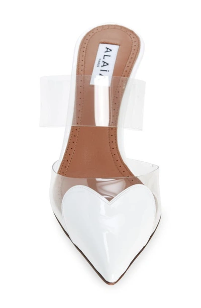 Shop Alaïa High Love Heart Pointed Toe Mule In Blanc Optique