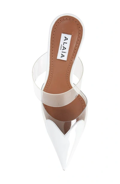 Shop Alaïa High Love Heart Pointed Toe Mule In Blanc Optique