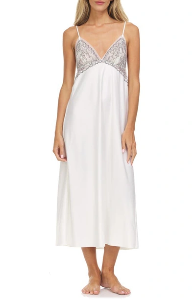 Shop Flora Nikrooz Angelique Charmeuse Nightgown In Ivory