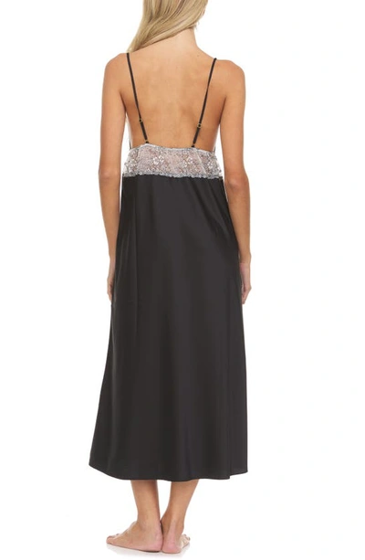 Shop Flora Nikrooz Angelique Charmeuse Nightgown In Black
