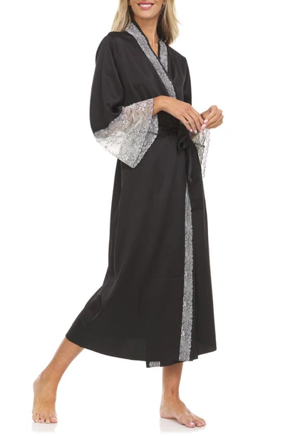 Shop Flora Nikrooz Angelique Charmeuse Robe In Black