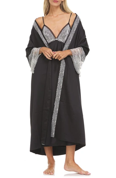 Shop Flora Nikrooz Angelique Charmeuse Robe In Black