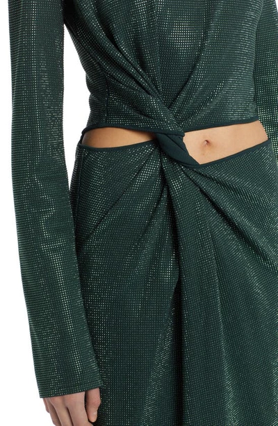 Shop Bottega Veneta Twist Cutout Long Sleeve Studded Midi Dress In Inkwell