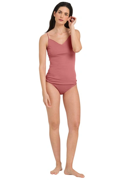 Shop Hanro Seamless V-neck Cotton Camisole In Sweet Pepper