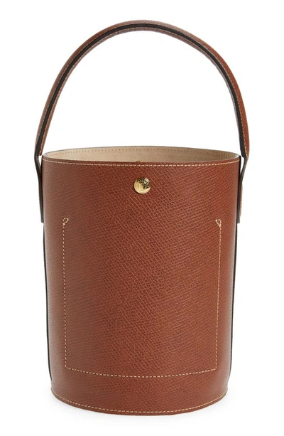 Shop Longchamp Épure Leather Bucket Bag In Brown