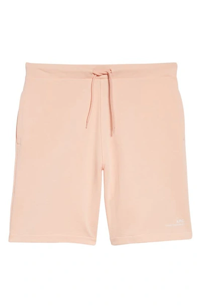 Shop Apc Cotton Sweat Shorts In Washed Peach