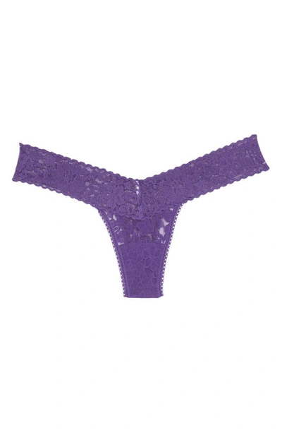 Shop Hanky Panky Daily Lace Low Rise Thong In Cassis Purple