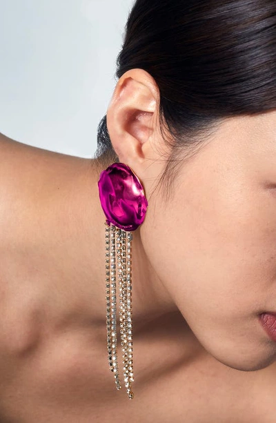 Shop Sterling King Orbit Crystal Drop Earrings In Fuchsia