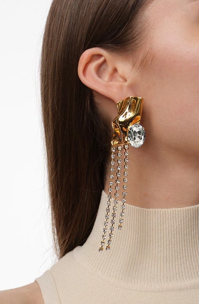 Shop Sterling King Kiki Crystal Drop Earrings In Gold - Clear