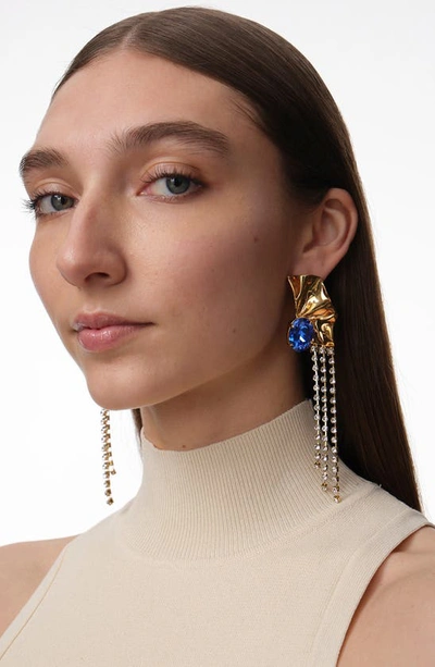 Sterling King Gold-plated Kiki Sapphire Crystal Drop Earrings In Gold - Sapphire