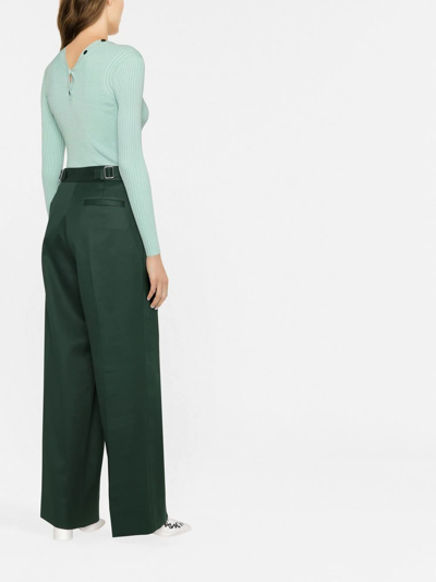 Shop Proenza Schouler Crepe Wide-leg Trousers In Green