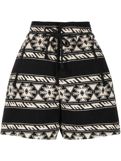 Shop Isabel Marant Étoile Linima Patterned Cotton Shorts In Black