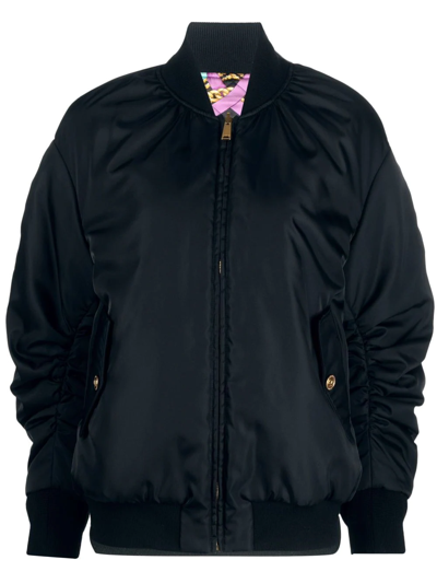 Shop Versace I Ventagli-print Reversible Puffer Jacket In Black