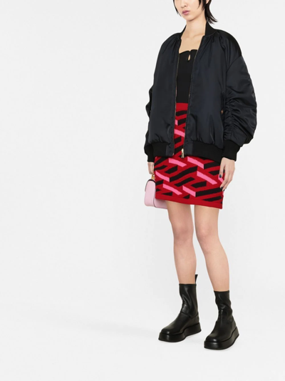 Shop Versace I Ventagli-print Reversible Puffer Jacket In Black