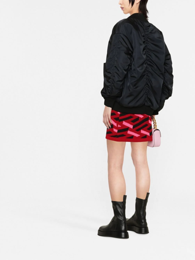 Shop Versace I Ventagli-print Reversible Puffer Jacket In Black