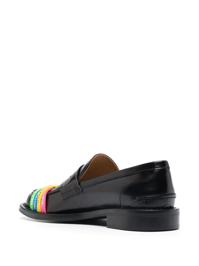 JW ANDERSON ELASTICATED-STRAPS LEATHER LOAFERS 