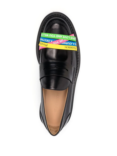 JW ANDERSON ELASTICATED-STRAPS LEATHER LOAFERS 