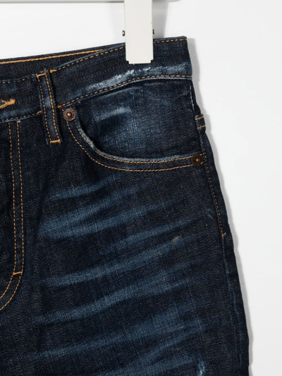 Shop Dsquared2 Stonewash Turn-up Jeans In Blue