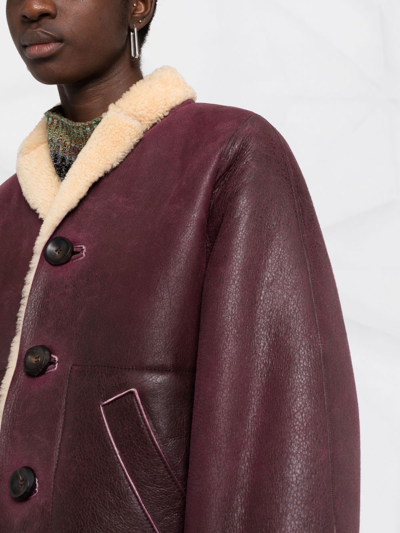 Shop Marni Reversible Shearling Jacket In Red