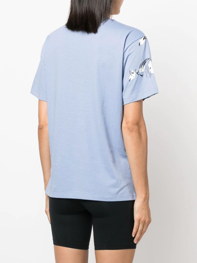 Shop Moncler Illustration-print Cotton T-shirt In Blue