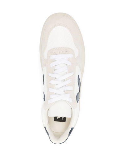 Veja V-10 Panelled Lace-up Sneakers In White