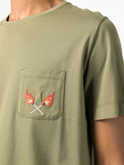 Shop Nick Fouquet Embroidered-matchstick T-shirt In Green