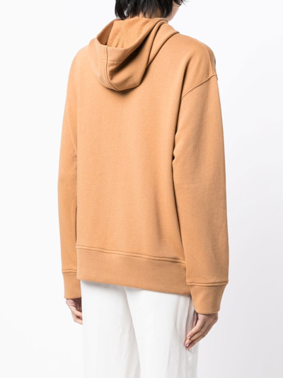Vince Button-up Cotton Hoodie In Brown