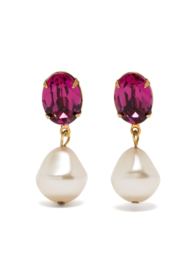 Shop Jennifer Behr Tunis Crystal Pearl Earring In Purple