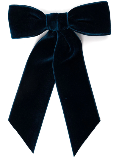 Shop Jennifer Behr Bow-detail Velvet Clip In Blue