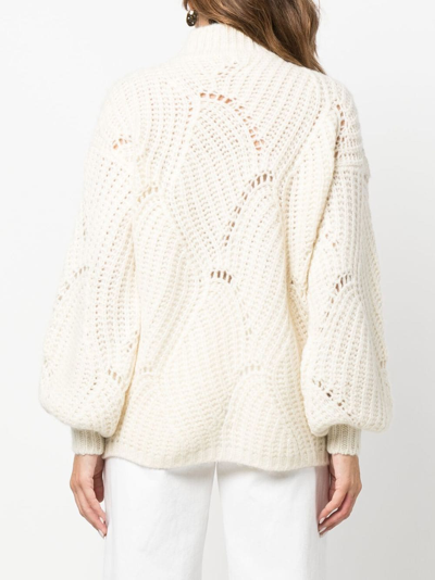 Shop Agnona Ribbed-knit Jumper In White