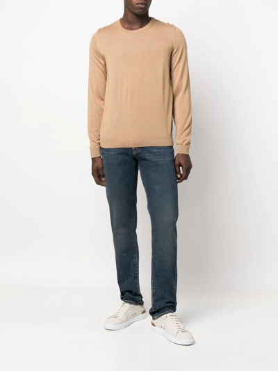 Hugo Boss Crew Neck Pullover Sweater In Neutrals