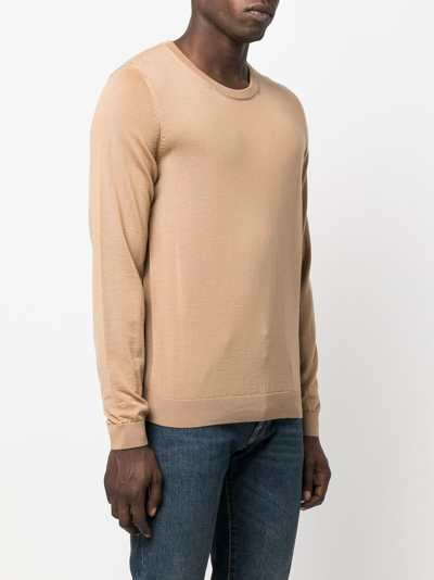 Hugo Boss Crew Neck Pullover Sweater In Neutrals