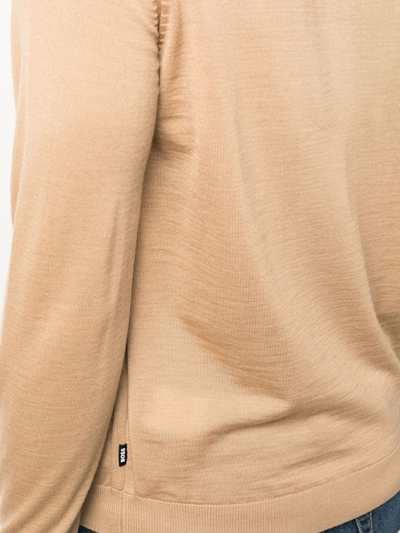 Hugo Boss Crew Neck Pullover Sweater In Neutrals