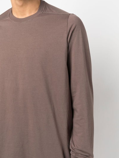 Shop Rick Owens Long-sleeve Cotton T-shirt In Brown