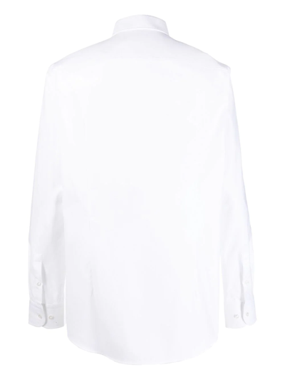 Shop Hugo Boss Long-sleeve Spread-collar Shirt In White